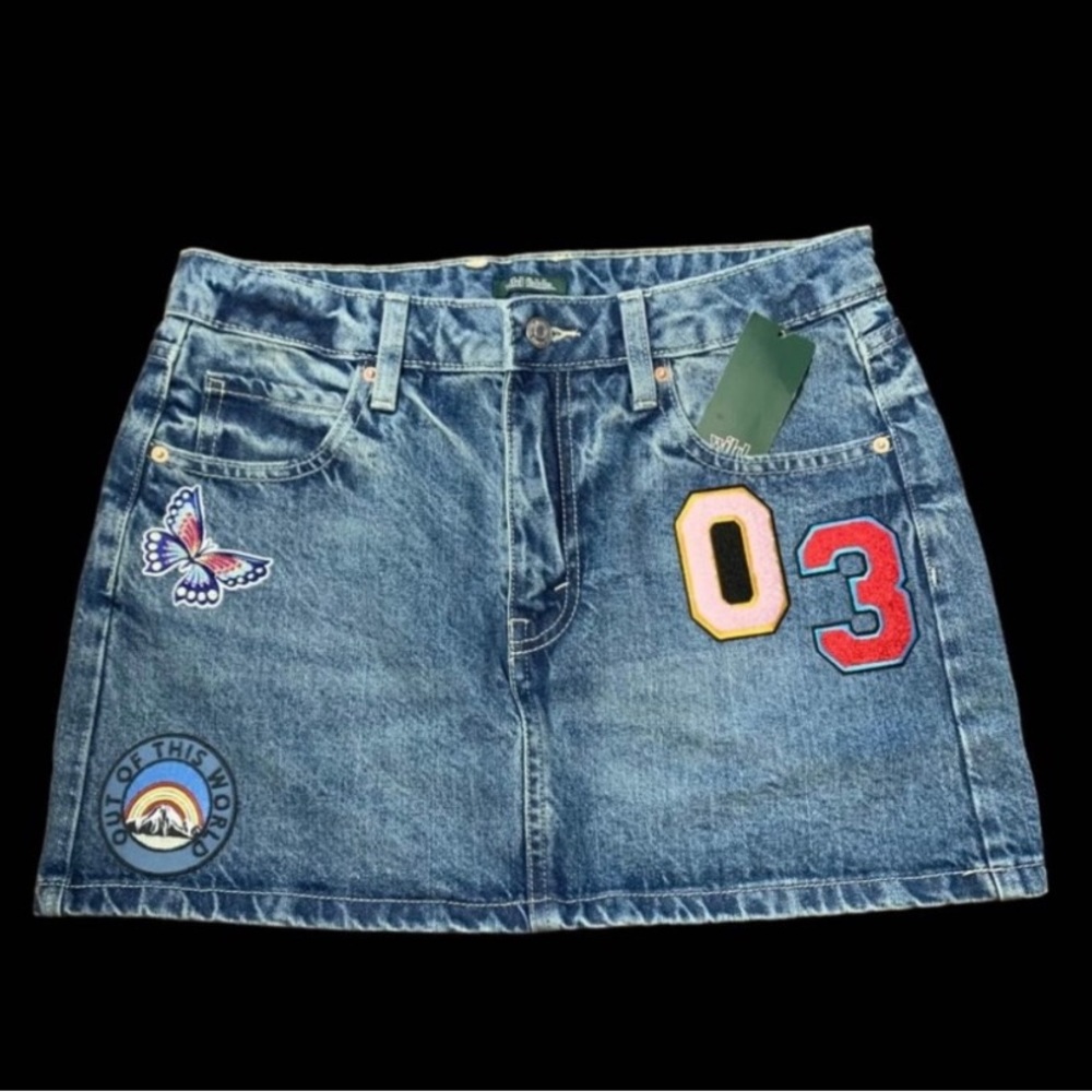 NWT wild fable denim skirt with varsity patches